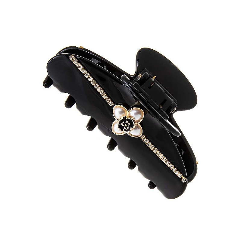 Pearl Flower W/ Rhinestone Large Claw Clip By Adina Eden