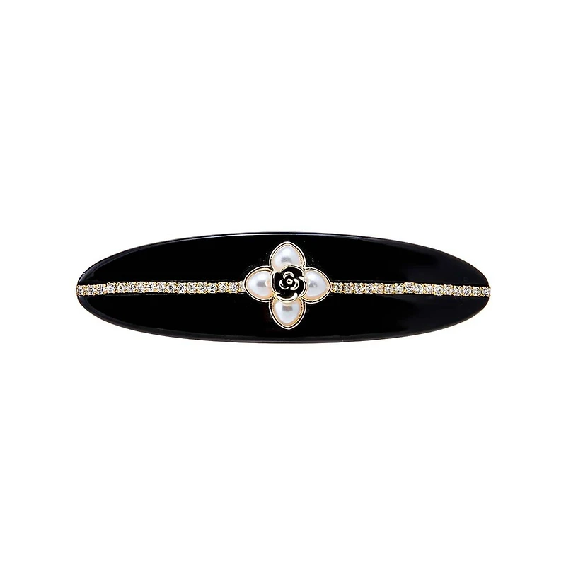 Pearl Flower W/ Rhinestone Hair Barrette By Adina Eden
