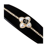 Pearl Flower W/ Rhinestone Hair Barrette By Adina Eden
