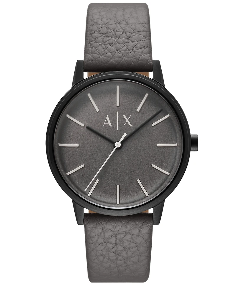 A|X Armani Exchange Men's Quartz Three-Hand Gray Leather Watch, 42mm
