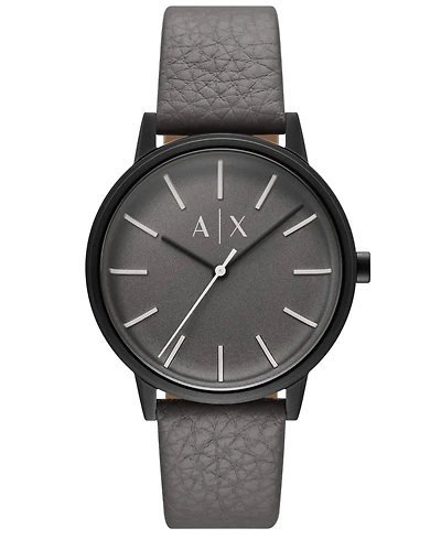 A|X Armani Exchange Men's Quartz Three-Hand Gray Leather Watch, 42mm