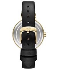 A|X Armani Exchange Women's Quartz Two-Hand Black Leather Watch, 36mm