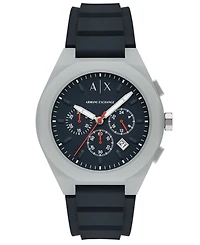 A|X Armani Exchange Men's Sync Quartz Chronograph Blue Silicone Watch, 44mm