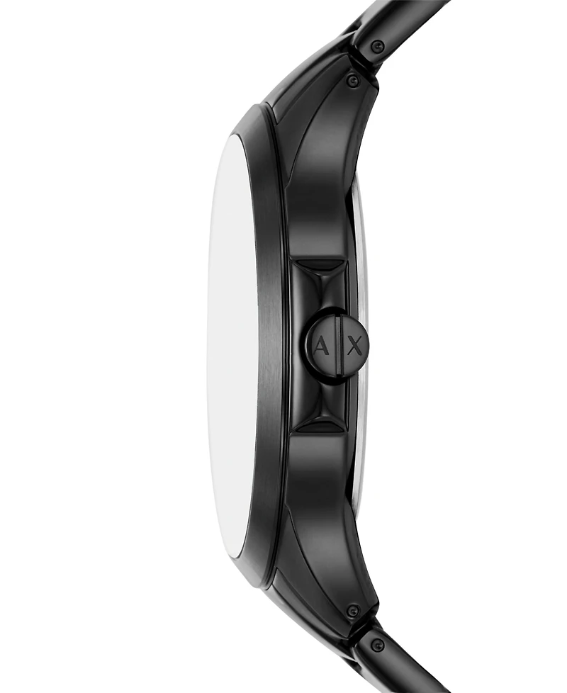 A|X Armani Exchange Men's Quartz Three-Hand Date Black Stainless Steel Watch, 46mm