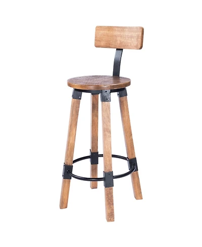 Solid Wood and Iron Bar Chair for Kitchen Island and Counter Seating