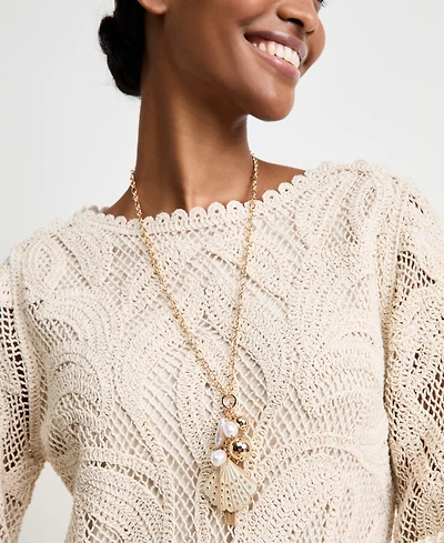 Gold-Tone Imitation Shell & Pearl Charm Long Necklace, 28" + 2" extender - Macy's Exclusive - On 34th | Alix Friedberg Capsule Collection