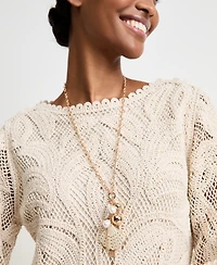 Gold-Tone Imitation Shell & Pearl Charm Long Necklace, 28" + 2" extender - Macy's Exclusive - On 34th | Alix Friedberg Capsule Collection