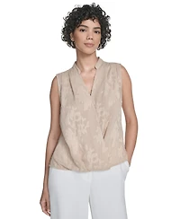 Calvin Klein Women's Floral Surplice-Neck Sleeveless Blouse
