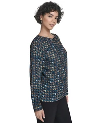 Calvin Klein Women's Printed Georgette Long-Sleeve Blouse
