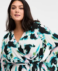 I.n.c. International Concepts Plus Printed Pleated Maxi Dress, Macy's Exclusive
