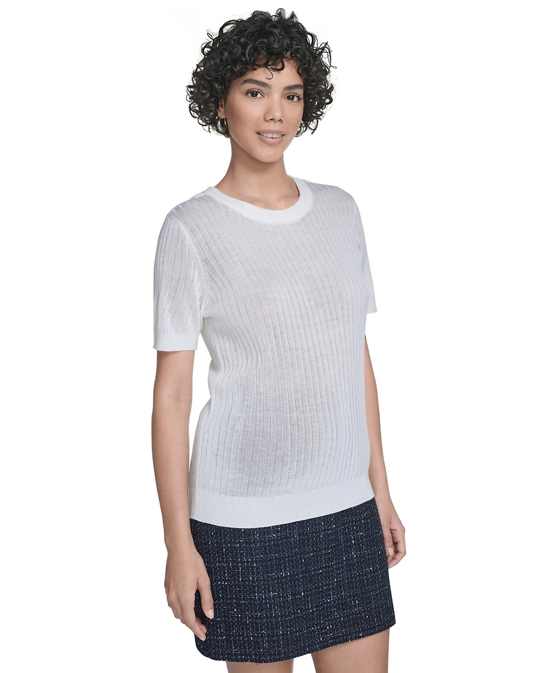 Calvin Klein Women's Ribbed Short-Sleeve Sweater