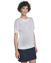 Calvin Klein Women's Ribbed Short-Sleeve Sweater