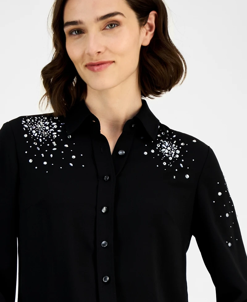 Anne Klein Women's Rhinestone-Embellished Shirt