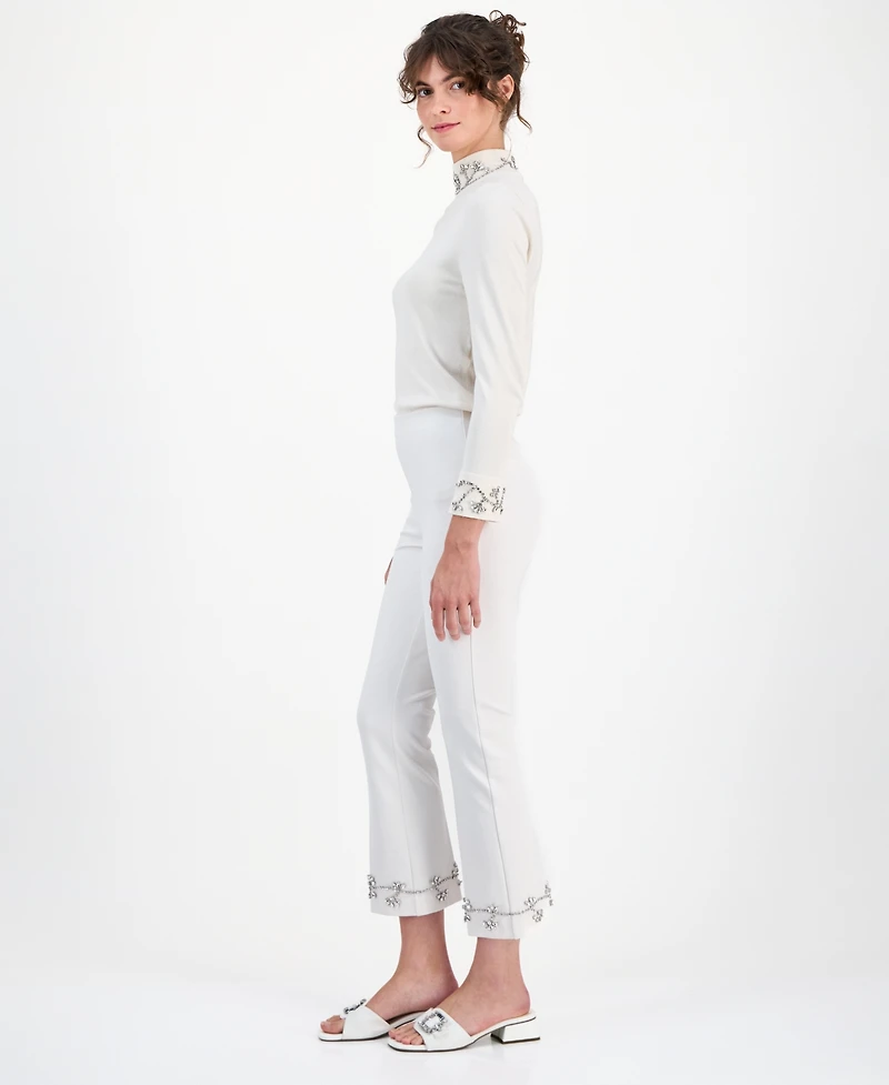 Anne Klein Women's Embellished Pull-On Kick-Flare Pants