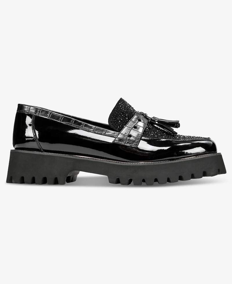 Things Ii Come Women's Lenna Luxurious Embellished Lug Sole Loafer Flats