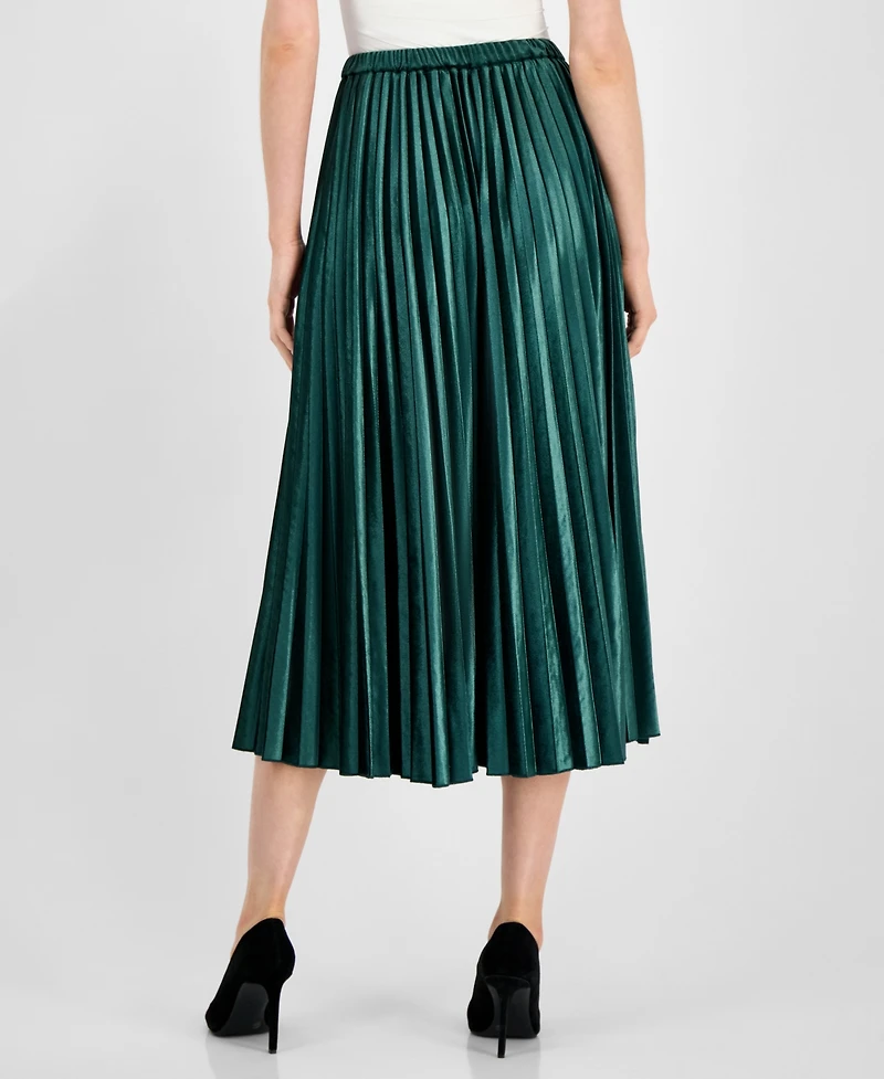 Anne Klein Women's Velvet Pleated Flared Midi Skirt