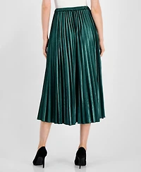 Anne Klein Women's Velvet Pleated Flared Midi Skirt