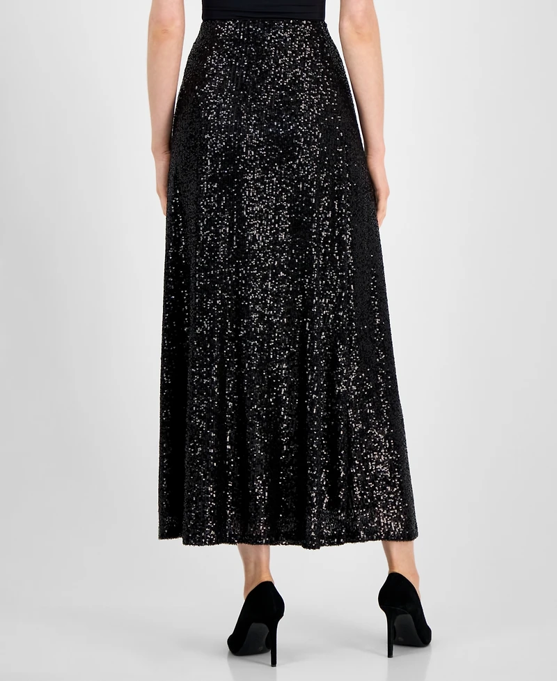 Anne Klein Women's Sequin Flared Maxi Skirt