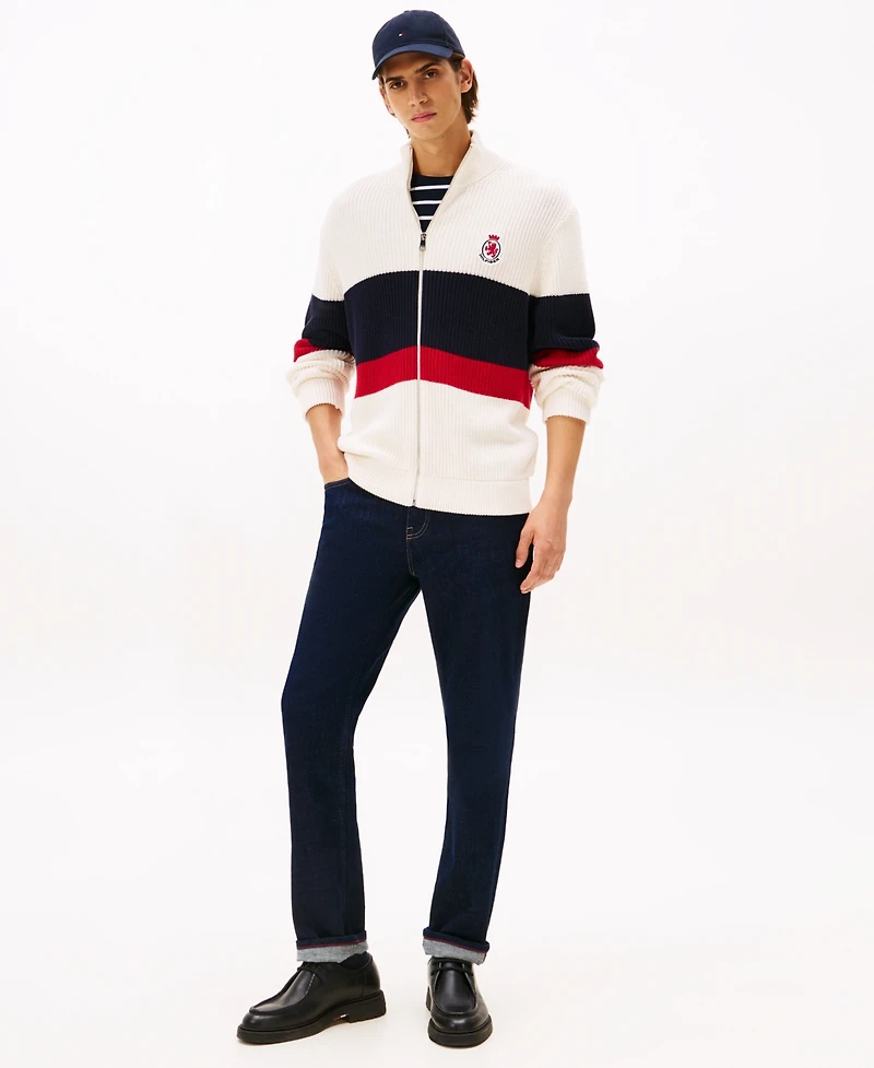 Tommy Hilfiger Men's Zip-Through Stripe Logo Sweater