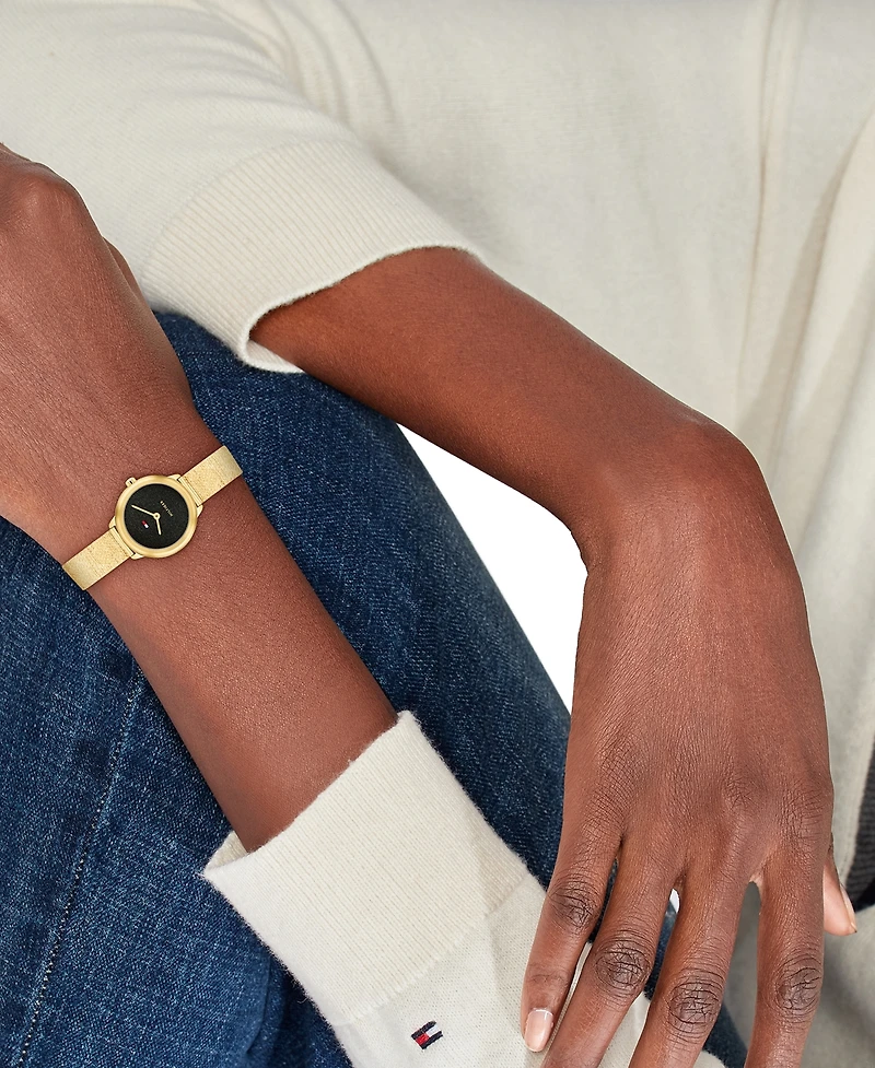 Tommy Hilfiger Women's Quartz Gold Tone Stainless Steel Mesh Bracelet Watch, 26mm