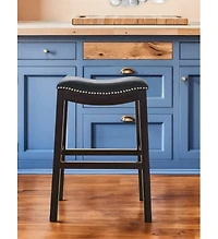 Backless Counter Height Bar Stool with Seat and Wood Frame