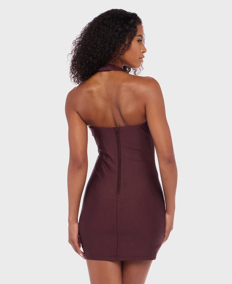 B Darlin Juniors' Shiny-Knit Halter Bodycon Dress