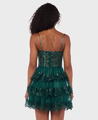Alex & Sophia Juniors' Embellished Short Fit Flare Dress