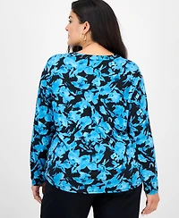 I.n.c. International Concepts Plus Henley V-Neck Top, Macy's Exclusive