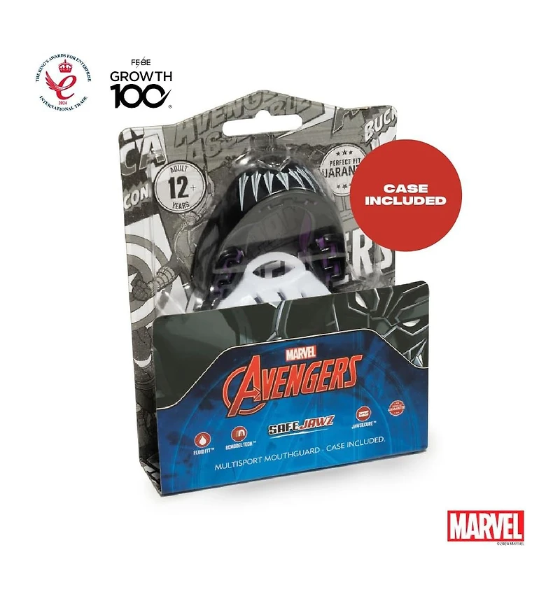 SafeJawz Marvel Sports Mouthguard Dual Layer Premium Mouth Guard with Case for Basketball, Football, Mma, Hockey