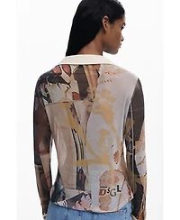 Desigual Women's Chiffon cuff T-shirt