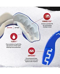 SafeJawz Extro Dual Layer Mouth Guard with Case for Basketball, Lacrosse, Football, Mma, Hockey, Wrestling - Adult 12+ Years Goldie