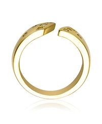 Rachel Glauber 14K Gold Plated with Clear Cubic Zirconia Open Band Ring