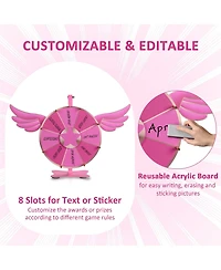 WinSpin 12" Pink Angel Prize Wheel Tabletop Spinning 8 Slots Party Events Club