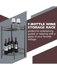 Kings Brand Furniture Dover Corner Wine Rack Table, Bronze