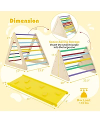3-Piece Toddler Climbing Triangle Set with 2 Triangles and 1 Ramp To Play