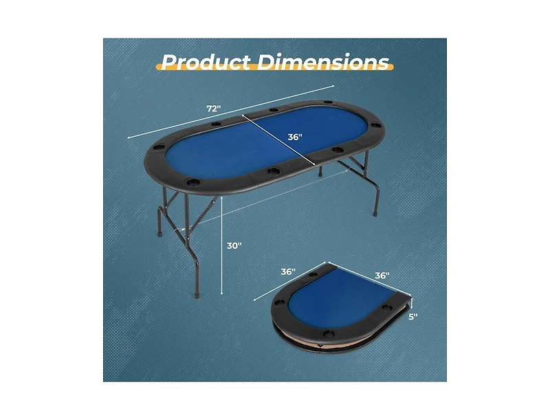 Akiudex 8 Players Texas Holdem Foldable Poker Table