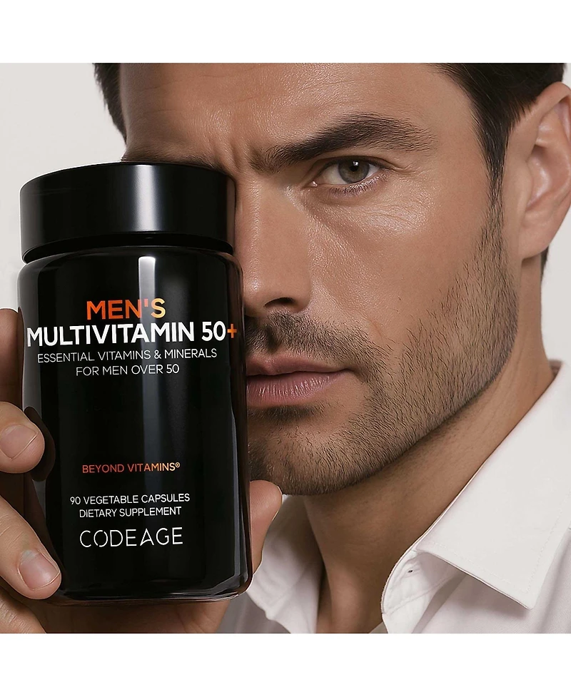 Codeage Men's Multivitamin 50+ Supplement Essential Vitamins for Men Over 50 Years Old, Minerals, CoQ10, Turmeric, Panax Ginseng, 90 Capsules