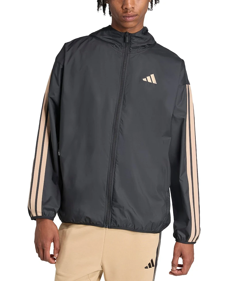adidas Men's Essential Three-Stripes Woven Windbreaker