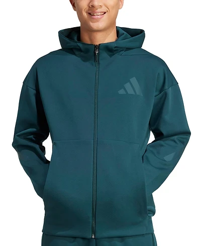 adidas Men's Z.n.e. Classic Fit Long Sleeve Zip-Front Logo Hoodie