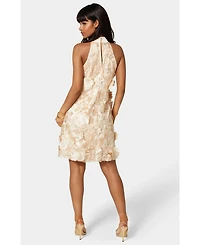 Bebe Women's 3D Floral Halter Mini Dress