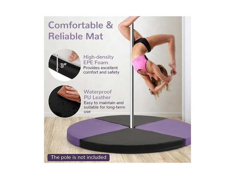 Akiudex Pole Dance Crash Mat Round Portable Yoga Mat with Epe Foam