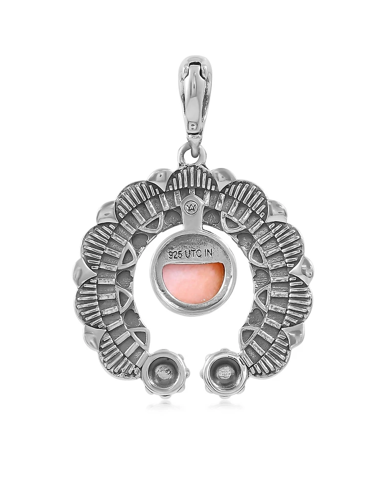 American West Jewelry Sterling Silver Orange Spiny Oyster Round Cut Naja Pendant Enhancer