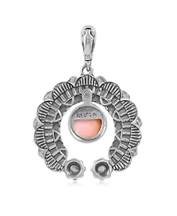American West Jewelry Sterling Silver Orange Spiny Oyster Round Cut Naja Pendant Enhancer