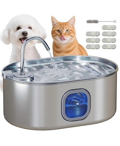 PawHut Stainless Steel Cat Water Fountain, 246 oz. / 7L Pet Water Fountain