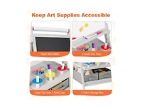 Akiudex 3-in-1 art easel for kids with magnetic chalkboard and whiteboard