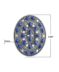 American West Jewelry Sterling Silver Lapis Cluster Gemstone Oval Pendant Enhancer