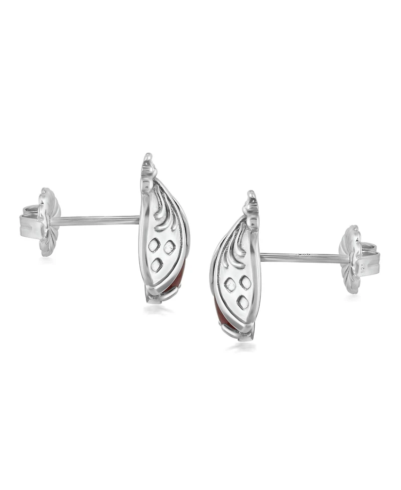 American West Jewelry Sterling Silver Red Onyx Ladybug Stud Earrings