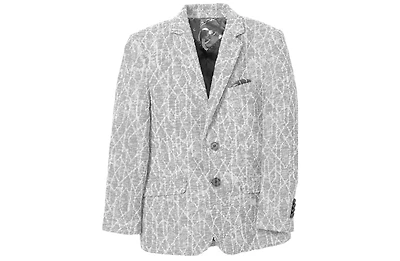 Elie Balleh Boys Blue Slim Fit Geometric Pattern Blazer