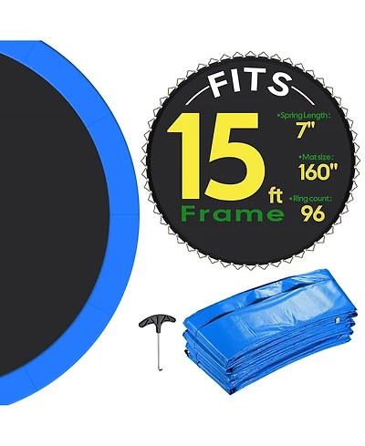 Yescom Trampoline Mat & Pad Replacement Kit w/ 96V-Ring for 15ft Round Trampoline Frame Blue