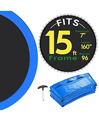 Yescom Trampoline Mat & Pad Replacement Kit w/ 96V-Ring for 15ft Round Trampoline Frame Blue